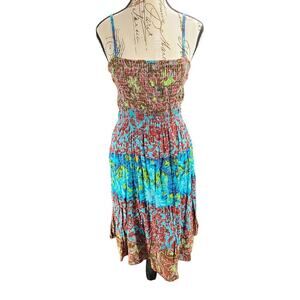 Pink apple Y2K women's sundress Smocked top  Funky Boho quirky Size 1X Dopamine